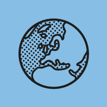 Logokuva maapallosta.